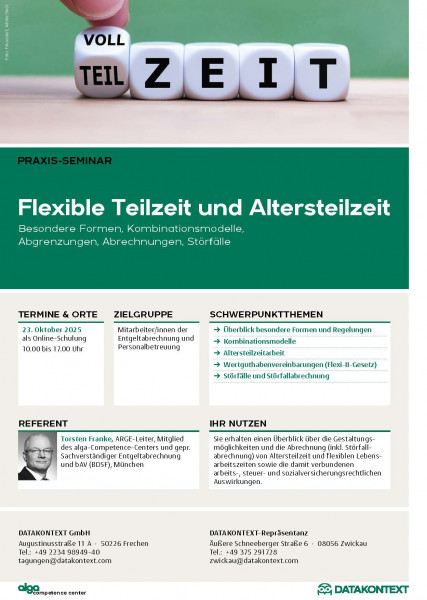 Flexible Teilzeit und Altersteilzeit in der Entgeltabrechnung