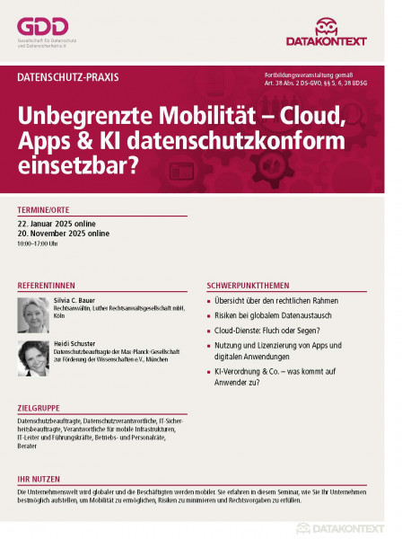 Unbegrenzte Mobilität – Cloud, Apps & KI datenschutzkonform einsetzbar?