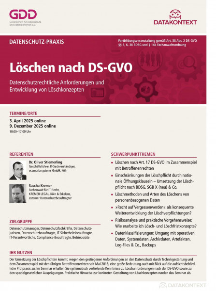 Löschen nach DS-GVO