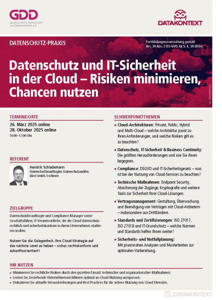 Datenschutz und IT-Sicherheit in der Cloud – Risiken minimieren, Chancen nutzen