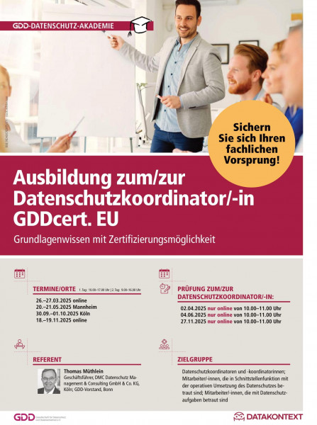 Ausbildung zum/zur Datenschutzkoordinator/in