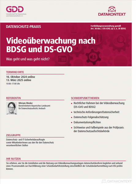 Videoüberwachung nach BDSG und DS-GVO