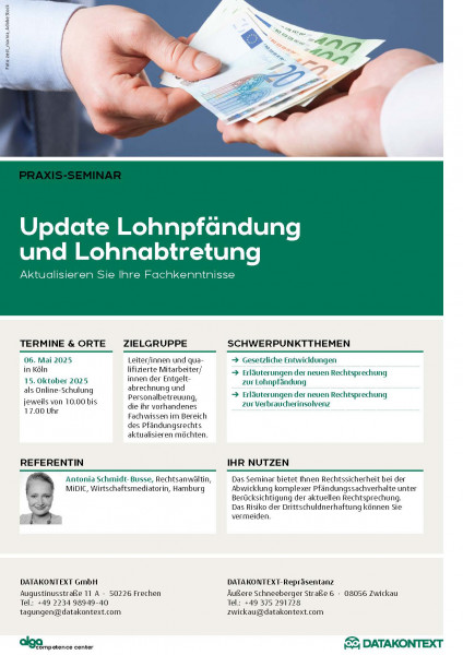 Update Lohnpfändung und Lohnabtretung