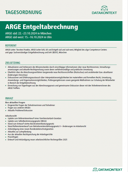 Arbeitsgemeinschaft (ARGE) Entgeltabrechnung süd-west