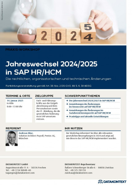 Jahreswechsel 2024/2025 in SAP HR/HCM