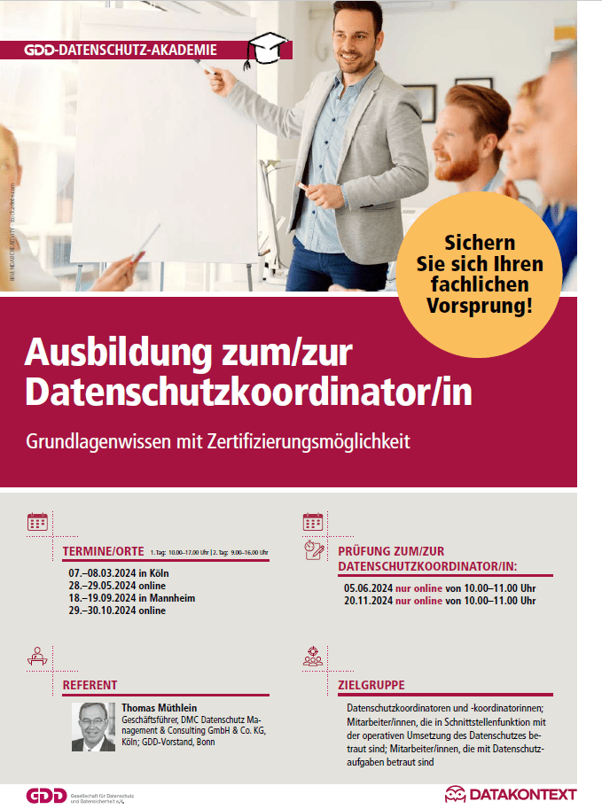 Ausbildung zum/zur Datenschutzkoordinator/in